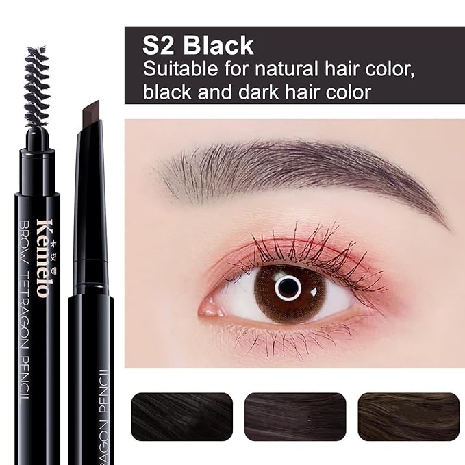 Eyebrow Pencils for Women,8 Pack Black Eyebrow Pencil Set,Retractable Definer Eye Brow Pencil Waterproof Sweatproof Long-Lasting,with Spoolie Brush,S2.