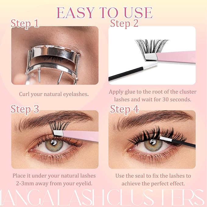 Lash Clusters 80D+100D Eyelash Clusters 10-18mm Spikes 14-20mm Thick Volum Manga Lashes with D Curl DIY Fairy Lash Clusters with Spikes by FADLASH