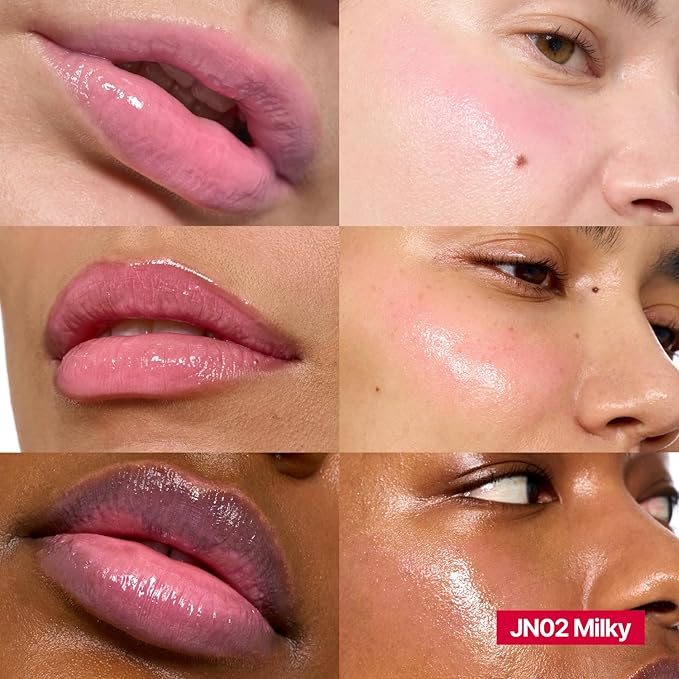 Glowy Jelly Pot + Keychain SET | Dewy Jelly Lip & Blush Color, Tinted Glow Jelly Balm, Dewy Buildable Finish – Milky (Creamy Pink) | 0.14 oz