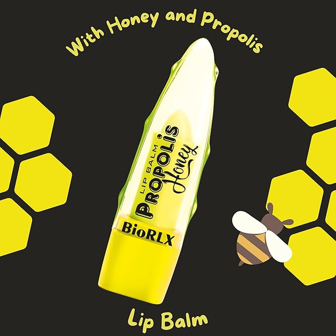 BioRLX 99% Purity Aloe Vera Lip Balm - Natural Moisturizing Unisex Lip Care for Hydrated and Radiant Lips (Propolis & Honey, 0.12 Ounce (Pack of 2))