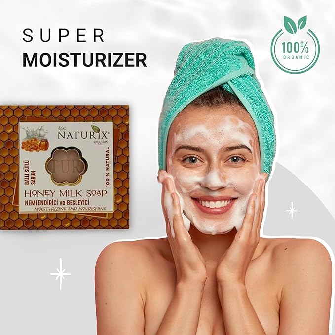 Organic Bar Soap Moisturizing Soap Made from Natural Oil | Hair Hand Face Body Bath Wash | Skin Care Cleanser Shampoo (Honey Milk)