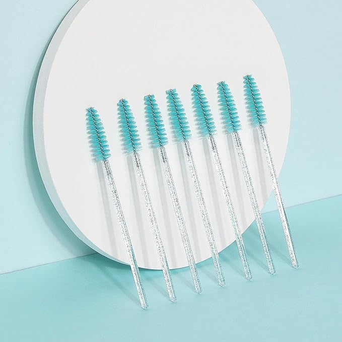 Tbestmax 300 Disposable Mascara Wands Eye Lash Brush Spoolies for Eyebrow/Eyelash Extension Blue