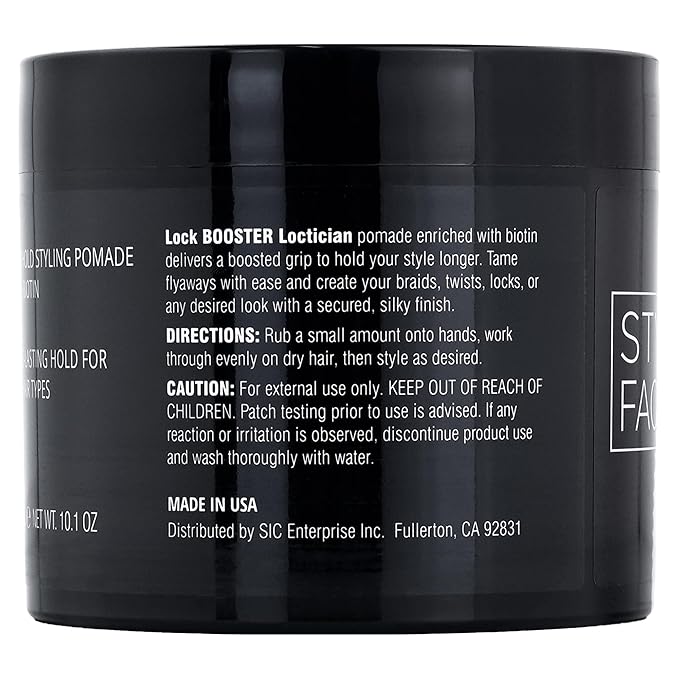 Style Factor Lock BOOSTER Loctician Silver Premium Pomade with Biotin – Max Hold, Expert Styling Gel for Locs, Twists, Braids – for All Hair Types 10.1 oz