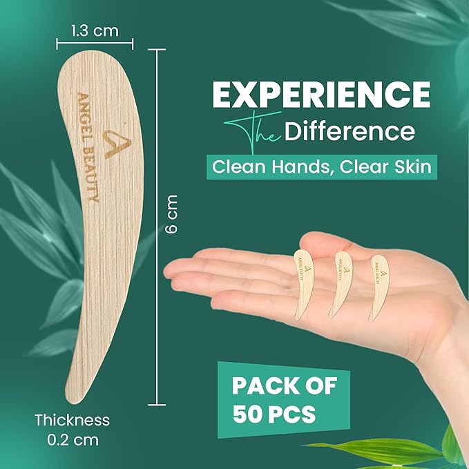 Bamboo 50-pack Cosmetic Facial Makeup Spoon Spatula Mini Makeup Spatula, Biodegradable Compostable Cosmetic Cream Spatulas Spoon, Skincare Scoop Applicator Facial Massage Beauty Tools BPA FREE