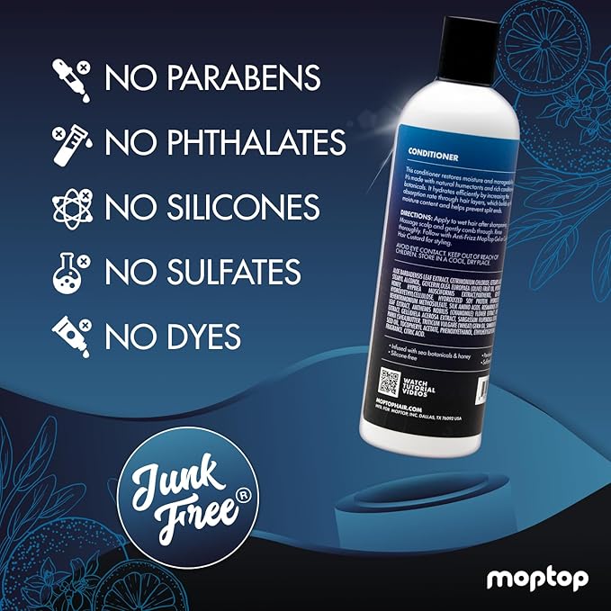MopTop Salon Daily Conditioner – Color Safe Salon Quality Hair Moisturizer to Restore Dry, Damaged Hair & Reduce Frizz, Sulfate & Paraben Free Hair Care for All Hair Types (Lemon Sage, 12oz)