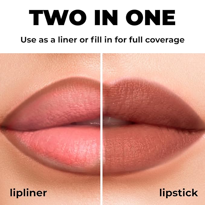 Matte Gel Lip Liner Pencil | Weightless & CreamyTexture - Sharpenable - Longwear & Waterproof - High Pigmented & Flawless Finish - Cruelty-free & Paraben-Free, 408, 1,7g/0.05oz. (Rose Plum)