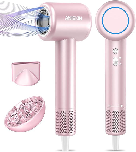 Hair Dryer, High-Speed Ionic Low Noise Blow Dryer for Fast Drying, Birthday Christmas Gifts for Women Men Mom Dad, Thermo-Control Quiet Compact Hair Blow Dryer for Travel Salon, Babypink