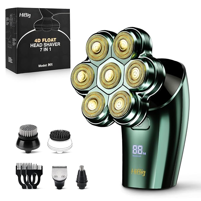Head Shavers for Bald Men - 7D Arc Electric Razor with Magnetic Detachable Head, Waterproof Wet Dry 5-in-1 Electric Shaving & Grooming Kit, LED Display Rechargeable Head & Body Hair Shaver