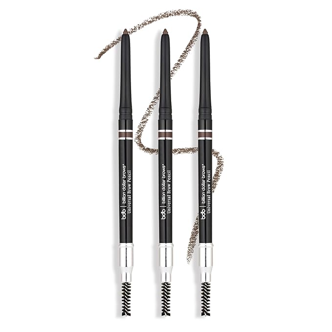 bdb Universal Eyebrow Pencil - Precision Tip & Spoolie, Waterproof, Define Shape & Fill Brows, 3-Pack