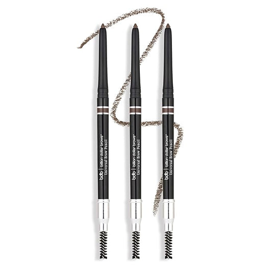 bdb Universal Eyebrow Pencil - Precision Tip & Spoolie, Waterproof, Define Shape & Fill Brows, 3-Pack