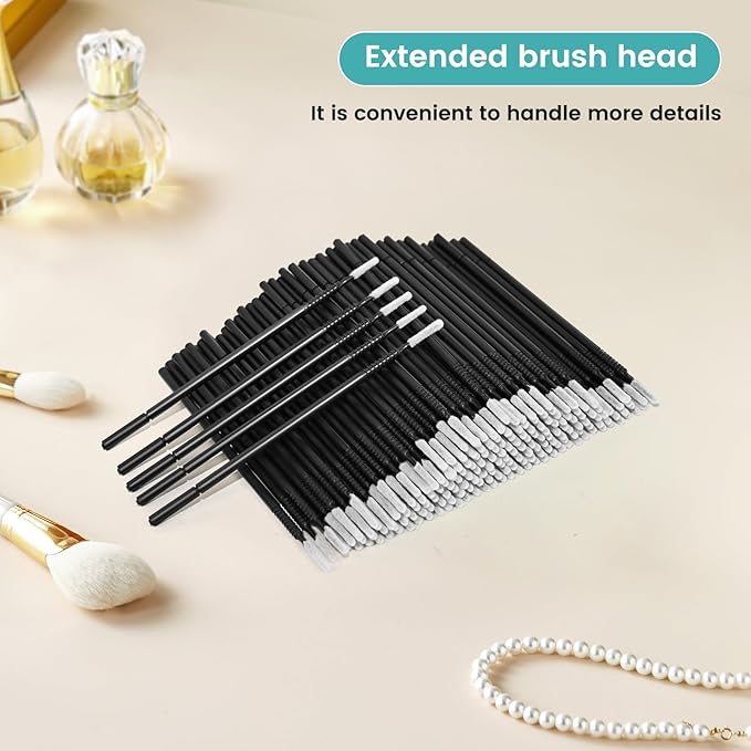 200 Disposable Micro Brushes & Mascara Wands - Microswabs for Eyelash Extensions, Makeup & Lip Micro Applicator Brush