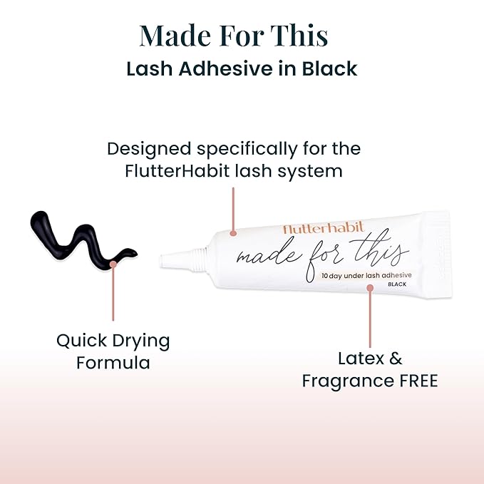 FlutterHabit Flirt Ready Set Starter Kit, DIY Eyelash Extensions, Lash Clusters for Women, Professional Quality At Home Eyelash Extension Kit, Natural False Lashes, 3 Lash Sets, Lash Glue Included