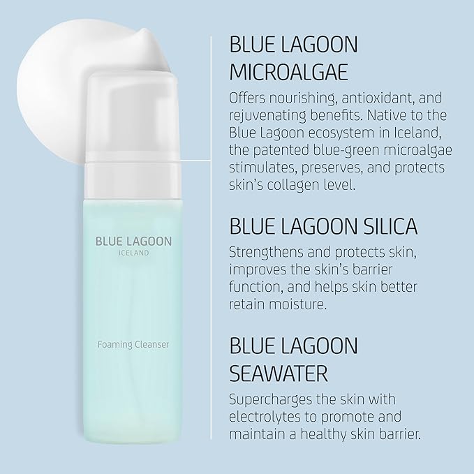 Blue Lagoon - Natural Foaming Face Cleanser - Gentle Facial Wash - Skin Purifier - Cleanser for Women - Makeup Dissolver - Sustainable, Bioactive Icelandic Skincare (5 fl oz | 150 ml)