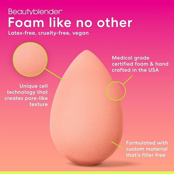 Beautyblender® | Papaya Beauty Blender Makeup Sponge, Super-Soft Foam Easily Blends Foundations, Powders & Creams, Made in USA, Reusable, Washable, Streak Free Application, Vegan, Cruelty Free