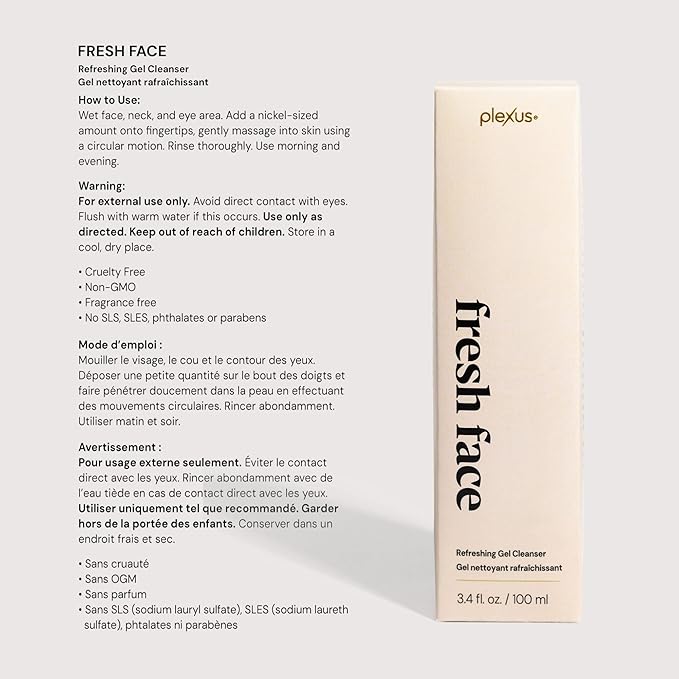 Plexus Fresh Face™ Refreshing Gel Cleanser | 3.4 Fl Oz / 100 ml | Gently Removes Makeup & Impurities | Hydrating, pH-Balanced, Microbiome-Supporting | Hibiscus, Dragon Fruit, Hyaluronic Acid