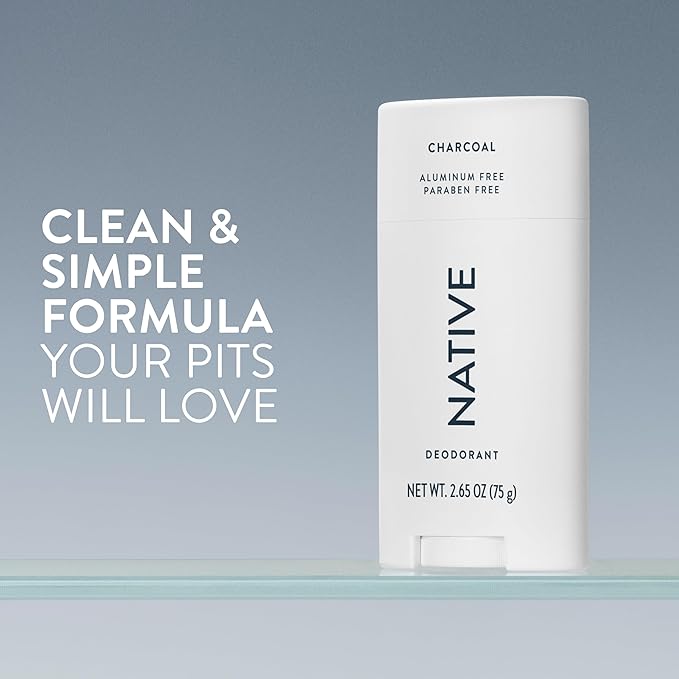 Native Deodorant | Natural Deodorant for Men, Aluminum Free with Baking Soda, Probiotics, Coconut Oil and Shea Butter | Charcoal