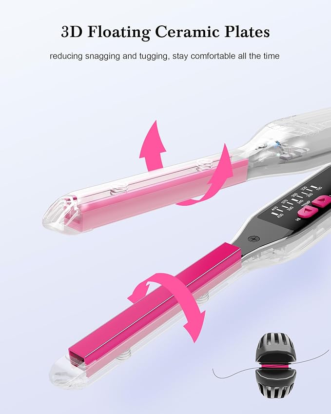 Small Flat Irons for Short Hair, 3/10" Pencil Flat Iron with Adjustable Temp Mini Hair Straightener for Edges Pixie Cut and Bangs, Tiny Hair Straightener with Floating Plates, Auto Shut Off