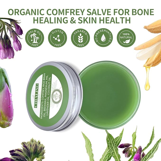Handmade Organics Comfrey Salve 3.5oz – Natural Herbal Balm for Bones, Muscles, Joints, Knees & Skin - Made In USA - Handcrafted with Slow-Infused Herbs & Mineral-Rich Ingredients for Daily Skin