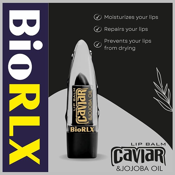 BioRLX Caviar & Jojoba Oil Lip Balm - Luxurious Color-Free Lip Care for Intense Moisture and Smoothness (Caviar & Jojoba, 0.12 Ounce (Pack of 1))
