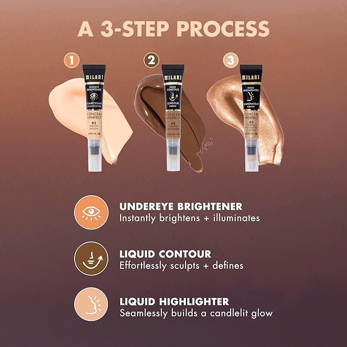 Milani Conceal + Perfect Liquid Highlighter for Added Glow, Face Lift Collection - Lunar