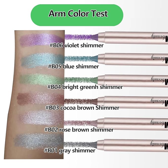 Gray Eyeshadow Stick, Blendable Creamy Eye Brightener Stick, Waterproof Eyeshadow Pencil Long Lasting Crayon, Smooth Shimmer Eye Shadow Highlighter Eye Liner Makeup.#B01 gray shimmer