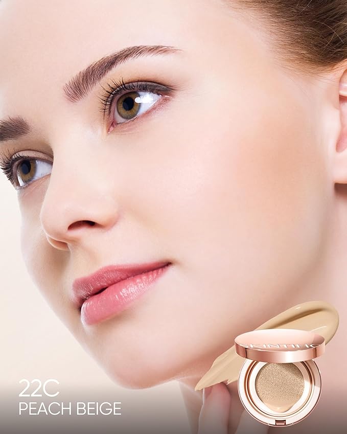 Full Coverage Cushion Foundation, Weightless, Skin Fit, Satin Glow Finish, Oil-Control Waterproof Foundation, Sweatproof Flawless BB Cream CC Korean Makeup