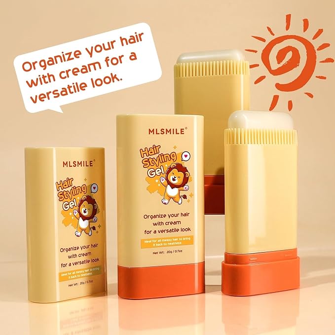 2pcsHair Styling gel for Women Baby Hair Wax Stick with Built-in Comb Wax Stick for Hair Slick Stick Hair Care Styling Waxes for Fly Away & Edge Frizz Hair Refreshing Non-Greasy