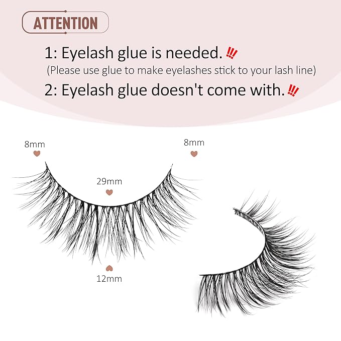 Onlyall Lashes Wispy False Eyelashes Mink Lashes Natural Look Eyelashes Wispy Fake Eyelashes Natural Lashes Fake Eye Lashes 12mm Lashes D23