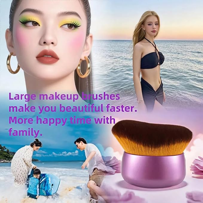 Blend & Blur 75mm Body Kabuki Brush - For Self Tanner, Body Bronzer & Foundation | Face/Back Multitool | Wet/Dry Use (Purple)