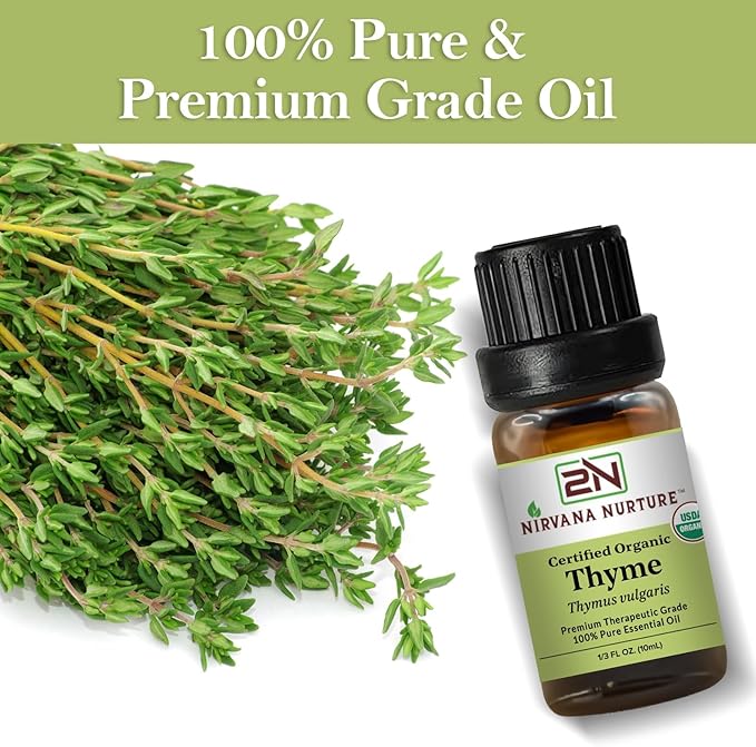 Thyme Essential Oil USDA Certified Organic, 100% Pure Natural Premium Grade, Undiluted