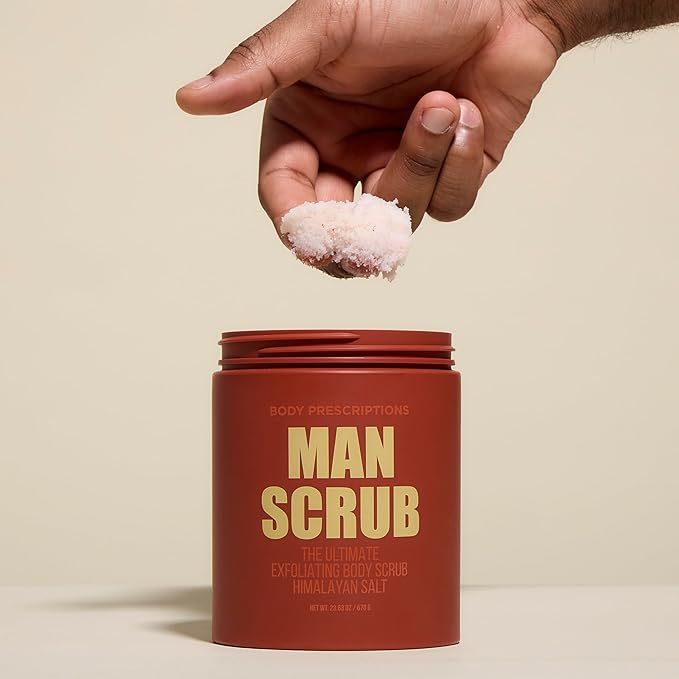 Body Prescriptions Men’s Exfoliating Body Scrub – Ultimate Skin Cleansing Wash in Jar with Twist-Top Lid, For All Skin Types, 21 Ounce (Pack of 2), Himalayan Salt
