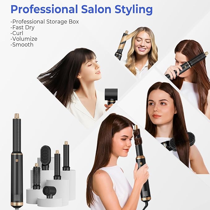 Blow Dryer Brush 5 in 1, Negative Ion Hair Dryer Brush Set Upgrade Hot Air Brush Air Styler Curling Wrap Air Curler, Curling Iron Hair Styling Tools As A Gift for Straight/Curl/Drying/Smoothing