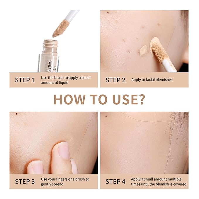 Matte Concealer Cream, Covers Under Eye Dark Circles & Blemishes, Waterproof Full-Coverage, Lightweight, Creamy Longlasting Face Eye Makeup, Light Ivory
