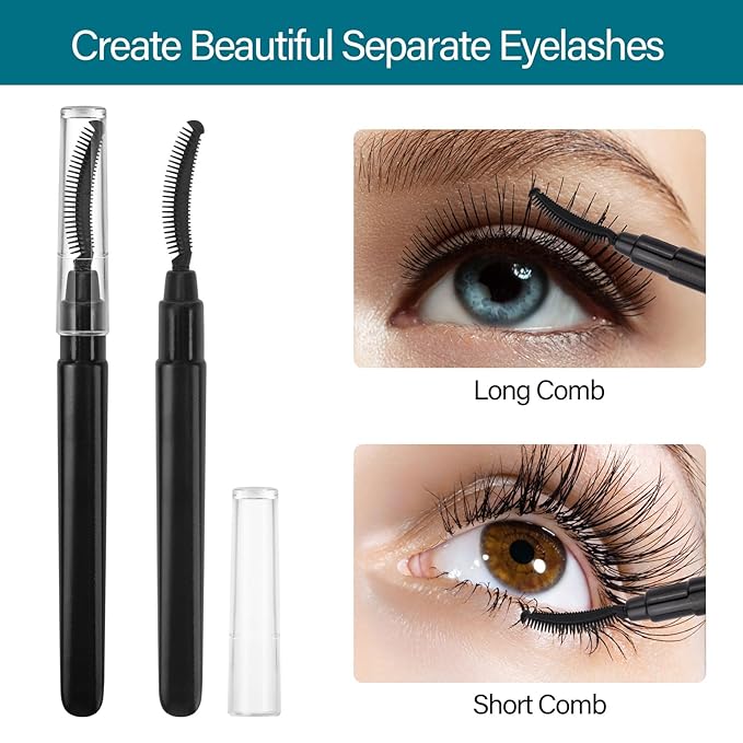 12 Pcs Mascara Wands Reusable Silicone Eyelash Brushes Spoolies Eyebrow Brushes Black with Lid