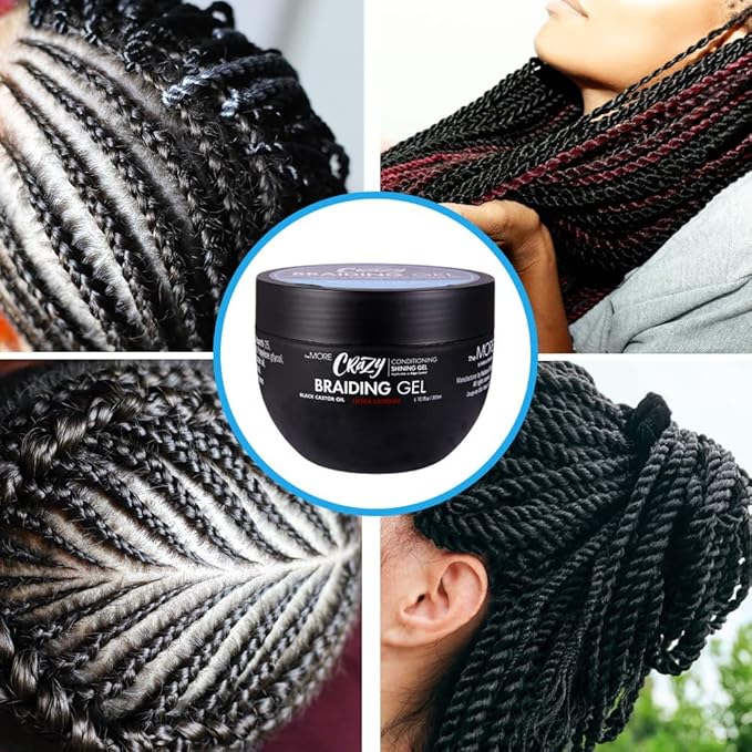 The MORE Crazy Conditioning Shining Braiding Gel, Extra Extreme Hold for All Hair Types, 10.1 Fl Oz, Clear Styling Gel, Nourishes Scalp, Promotes Hair Growth
