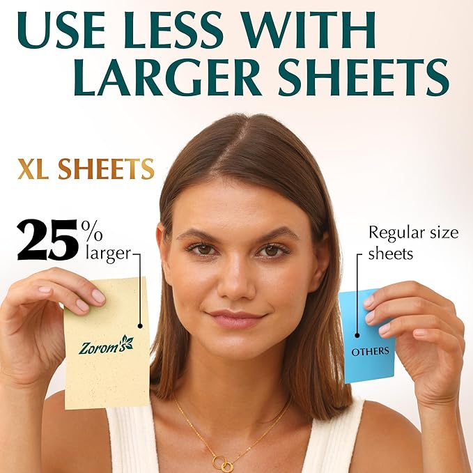 Natural Green Tea Oil Blotting Sheets for Face - 25% Larger - 3pk/300 Makeup Friendly Blotting Papers for Face - Easy Dispensing Oil Absorbing Sheets