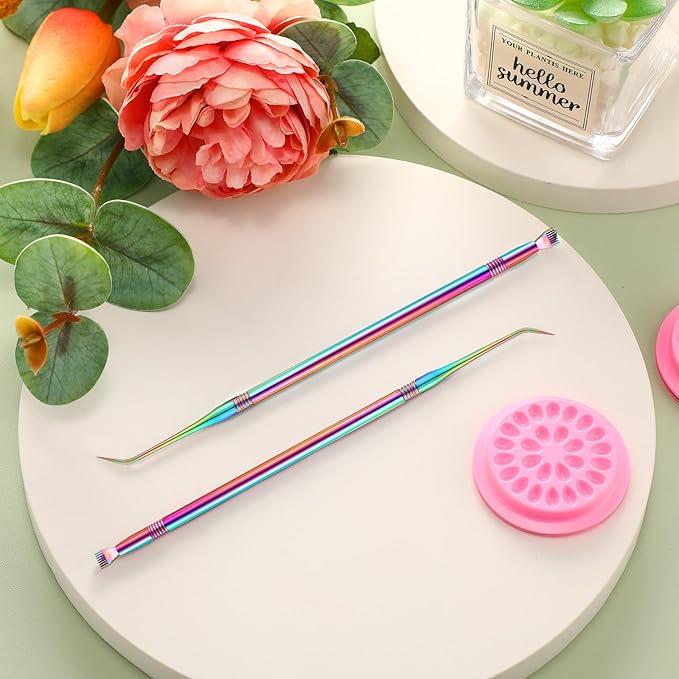 Chumia 2 Pcs Lash Lift Tool, Lash Separator Tint Stainless Steel Metal Lift Rods Beauty Tool with Comb for Eyelash Eyebrow Perming Tinting Curling Extensions Supplies(Multi Color)