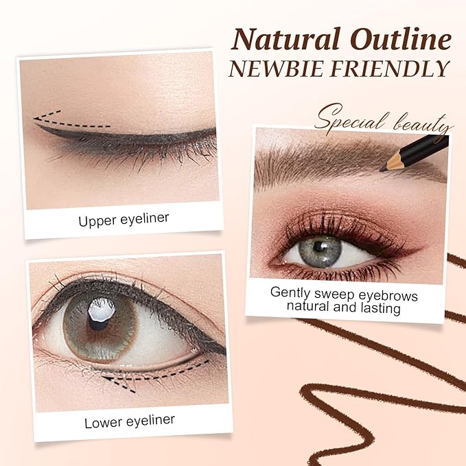 Sharpenable Eye Pencil with Sharpener, 2 in 1 Eye Liner Pencil & Eyes Brow Pencils, Long Lasting Smooth No Smudging Waterproof Eyeliner for Women Girls - Suitable for Eyeliner & Eyebrows (Black)