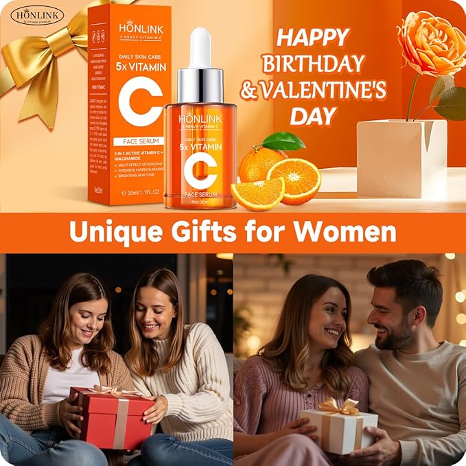 Vitamin C Skincare Set: 2x Face Serums & 1x Toner, 5X Vitamin C Complex with Hyaluronic Acid, Hydrating Facial Essence Toner & VC Serum to Refresh Skin & Improve Texture