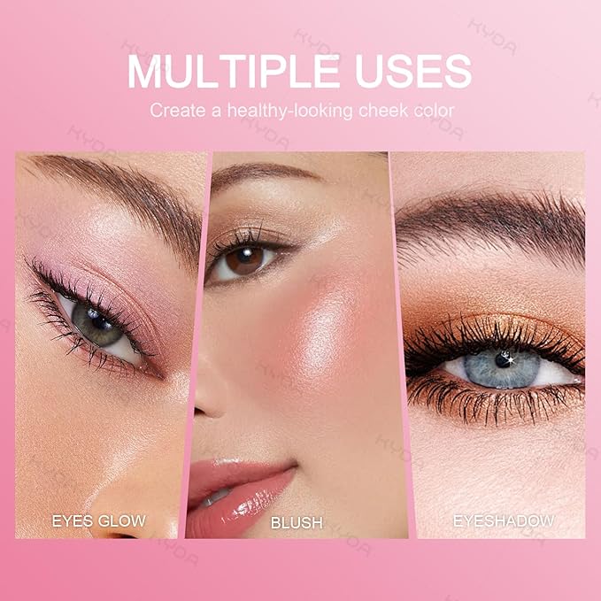 KYDA Peach Matte Gradient Blush, Gradient Light Apricot Peach Color, Ultra-fine Matte Powder Blush, Soft Buildable Cheek Color, Lightweight Smooth, Multiuse Blusher Compact