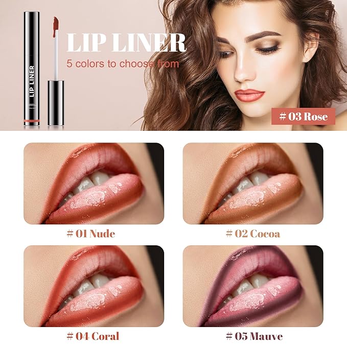 Lip Stain Peel Off - Long-Lasting Lip Liner, Creamy Matte Lip Makeup Waterproof & Smudge-Proof Lip Liner Stain, Highly-Pigmented Pencil for Shaping & Sculpting Lips (Coral)