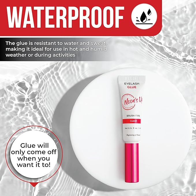 NOON'S UP Eyelash Glue (Clear) - Super Strong Hold Eyelash Adhesive | Waterproof Hypoallergenic Lash Glue for Sensitive Eyes | Blends Naturally (0.14 Fl. Oz.)