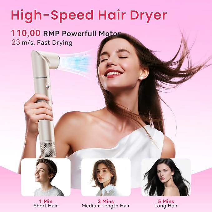 3 in 1 Hot Air Styler - Professional Hair Dryer Brush with No Heat Damage, High-Speed Negative Ionic Hair Dryer, Frizz-Free Blow Dryer Brush for Drying Volumizing Straightening (Glod)