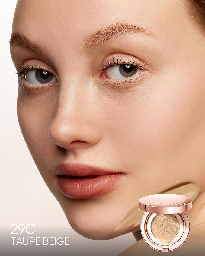 Full Coverage Cushion Foundation, Weightless, Skin Fit, Satin Glow Finish, Oil-Control Waterproof Foundation, Sweatproof Flawless BB Cream CC Korean Makeup