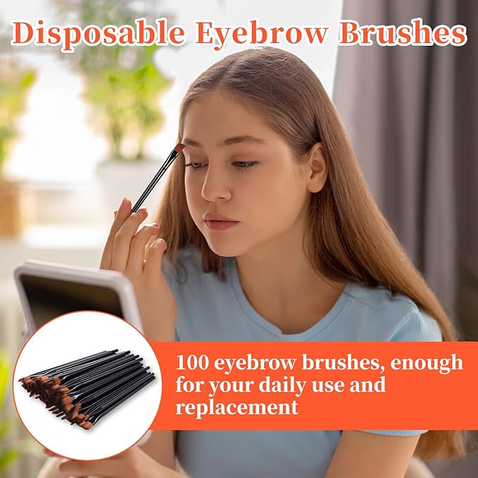 100 PCS Angled Eyeliner Brush Set, Eyebrow Brush Flat Eyebrow Tint Brushes Flat Eyebrows Tint Brushes Ultra Thin Makeup Brushs Fine Slanted Eyebrows Brushs Applicator Eye Makeup BrushApplicator