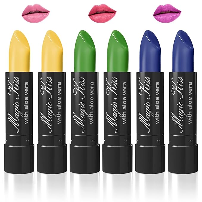 Magic Kiss Color Changing Matte 6 Piece Lipstick Set infused with Aloe Vera Made in USA (Colors of Aloha 4)