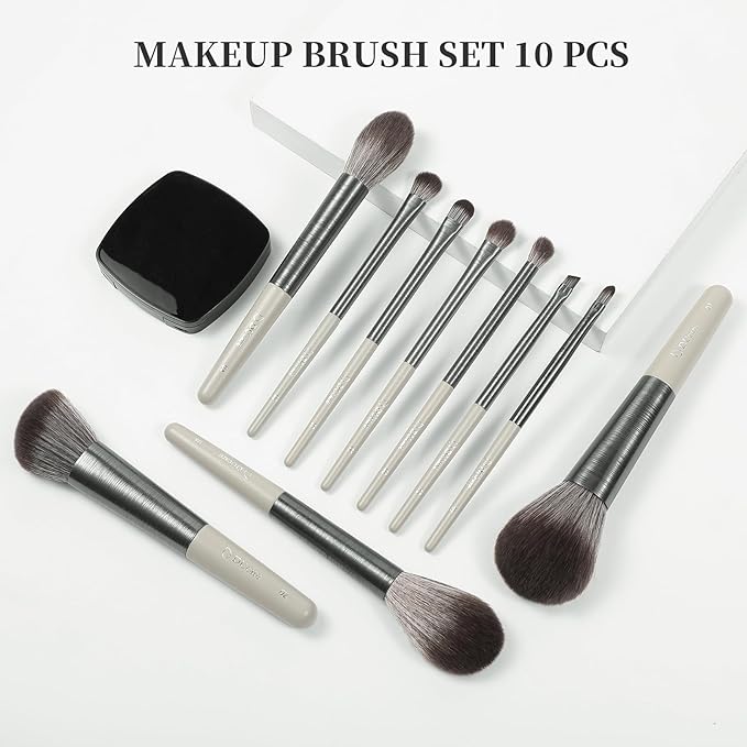 DUcare Makeup Brushes Set Professional 10pcs, Foundation Blush Face Contour Powder Brush Eyeshadow Eyeliner Eyebrow Lip Liquid Cream Blending Make up Brush Kit, Synthetic Essential