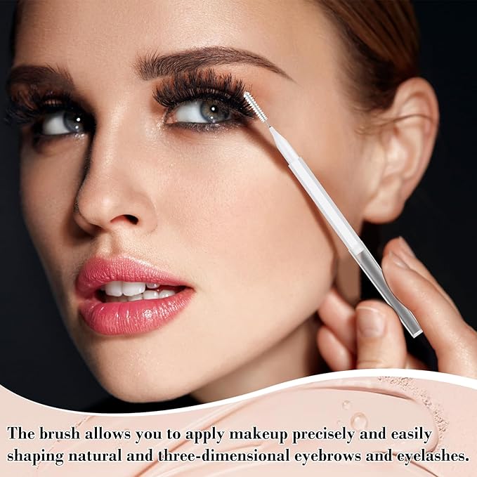 120Pcs Eyebrow Brush With Cap, Brow Lamination Supplies, Micro Brush And Comb Spoolies for Eyelash Extensions (Black, White)
