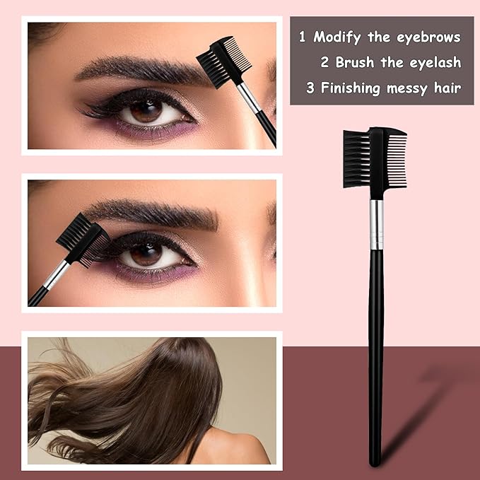 2Pcs Eyebrow Brush Comb and Eyelash Comb Separator, Eyebrow Makeup Brush Wands Eyebrow Lash Separator Tool for Eliminating Mascara Clumps, Grooming Shaping Brow, Separating Lashes, Eyelashes Extension
