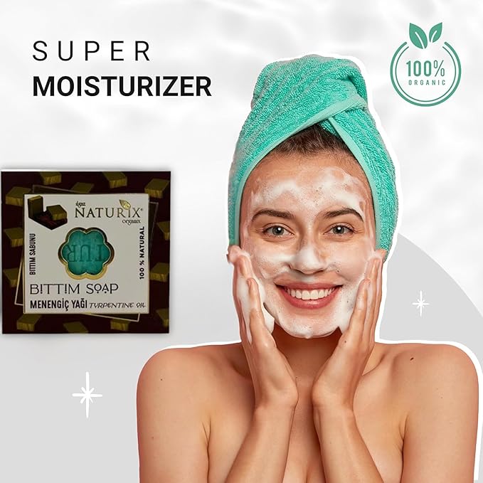 Organic Bar Soap Moisturizing Soap Made from Natural Oil | Hair Hand Face Body Bath Wash | Skin Care Cleanser Shampoo (Bıttım and Terebinth Oil)